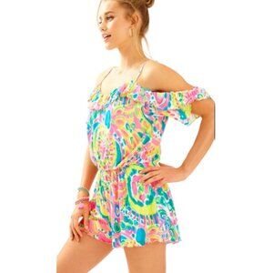 Lilly Pulitzer Fenella Cold Shoulder Romper Cover Up XXS Resort Beach Vacation